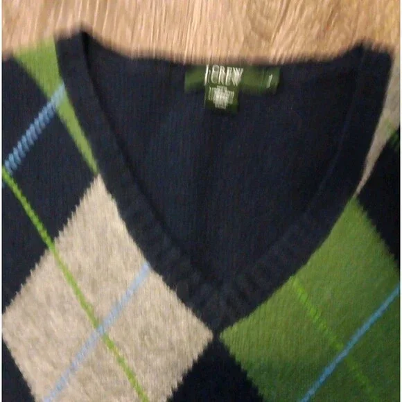 J. Crew Lambswool V-Neck Argyle Sweater Vest Men's L - Picture 2 of 5